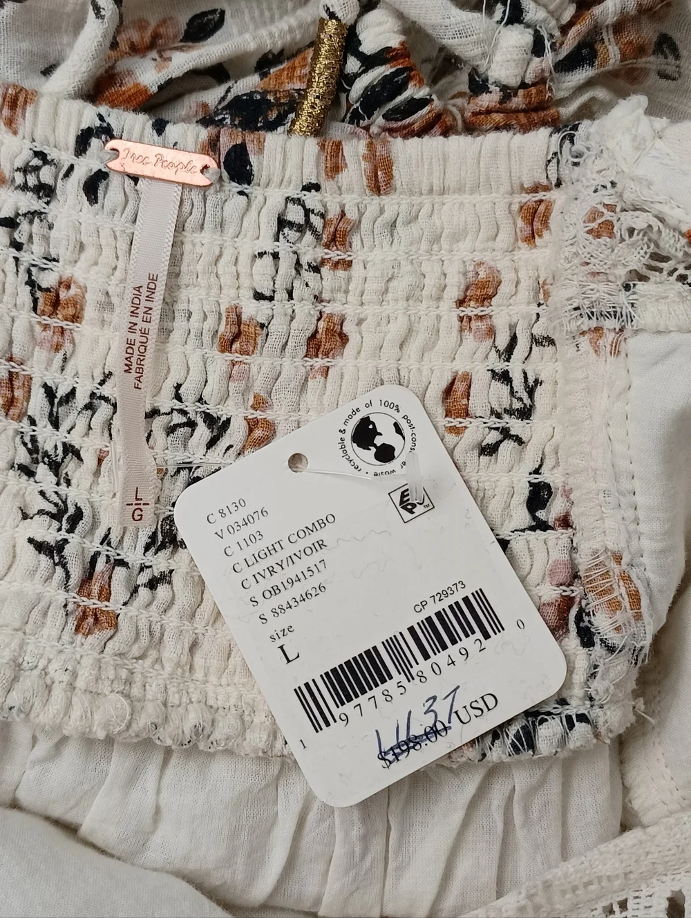 Free People All The Attitude Maxi Dress Size L Women Boho Cottagecore Floral - Picture 8 of 15